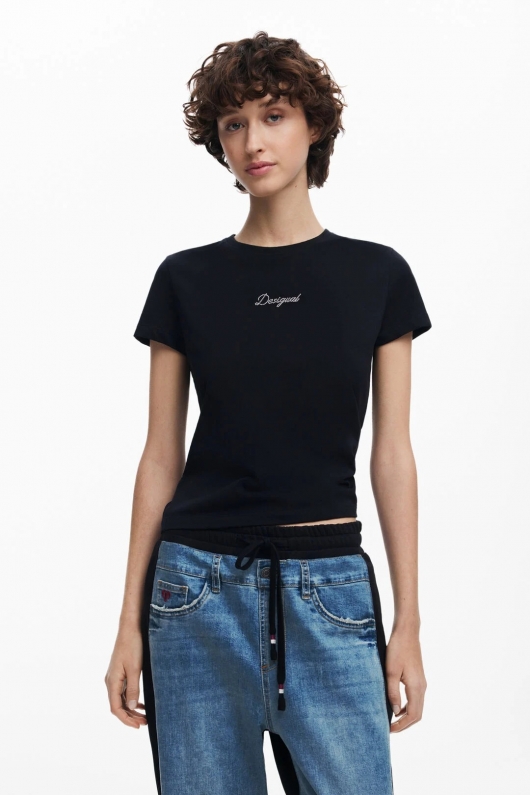 Pantaloni jogger denim albastru cu talie elastică