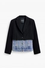 Sacou elegant negru-alb cambrat cu nasturi