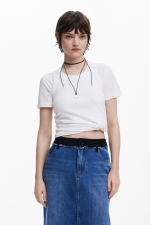 Fustă midi dreaptă din denim albastru