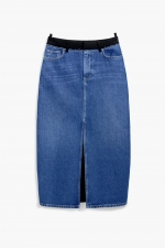 Fustă midi dreaptă din denim albastru