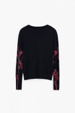 Pulover negru casual cu guler înalt