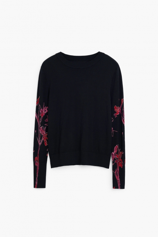 Pulover negru casual cu guler înalt