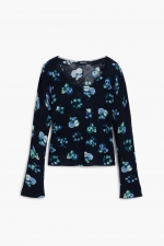 Pulover negru casual cu imprimeu și mâneci lungi