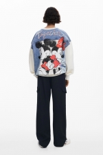 Hanorac alb oversize cu glugă Mickey™ și Minnie™
