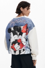 Hanorac alb oversize cu glugă Mickey™ și Minnie™