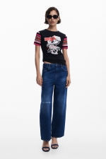 Tricou alb cu imprimeu Minnie Mouse și mâneci scurte