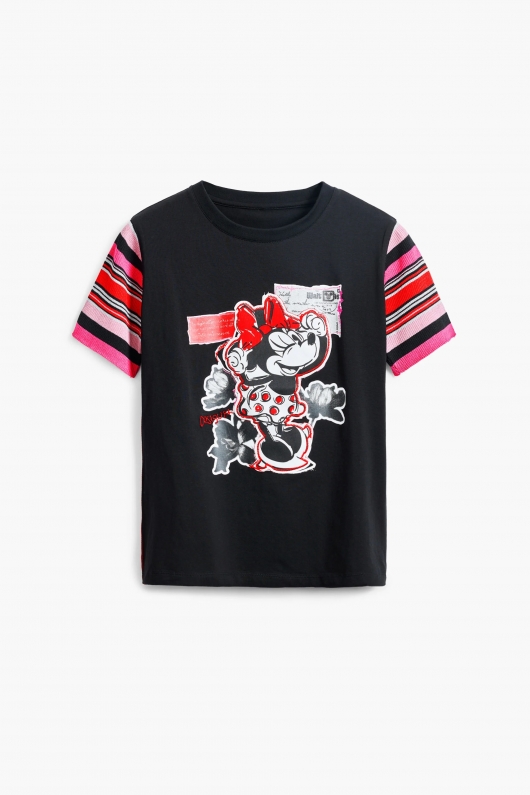 Tricou alb cu imprimeu Minnie Mouse și mâneci scurte