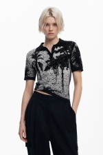 Tricou tricot multicolor cu imprimeu floral