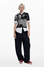 Tricou tricot multicolor cu imprimeu floral