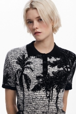 Tricou tricot multicolor cu imprimeu floral