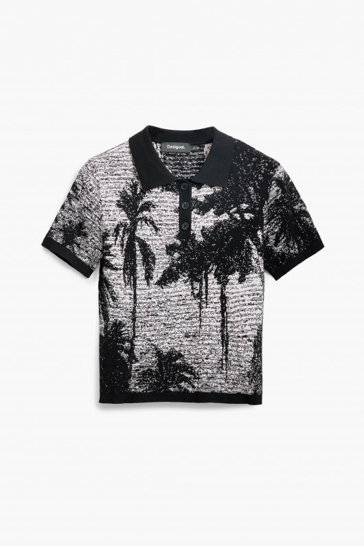Tricou tricot multicolor cu imprimeu floral
