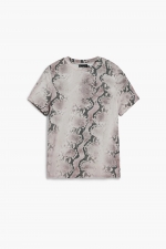 Tricou multicolor cu animal print și mâneci scurte