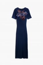 Rochie albastră midi cu imprimeu floral