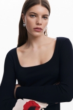 Rochie mini neagră tip cămașă cu flori