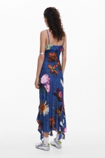 Rochie albastră midi cu imprimeu floral