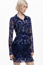 Rochie albastră midi cu imprimeu floral