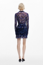 Rochie albastră midi cu imprimeu floral