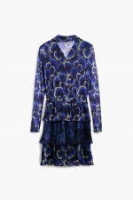 Rochie albastră midi cu imprimeu floral