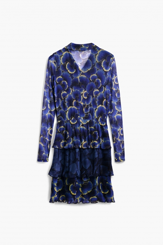 Rochie albastră midi cu imprimeu floral