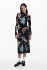 Rochie midi albastră tricot mulată