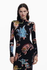 Rochie midi albastră tricot mulată