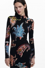 Rochie midi albastră tricot mulată