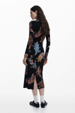 Rochie midi albastră tricot mulată