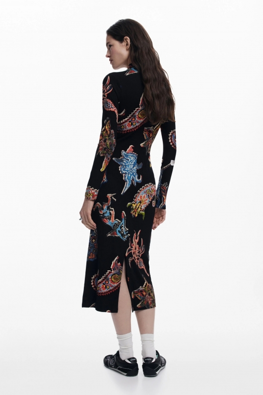 Rochie midi albastră tricot mulată