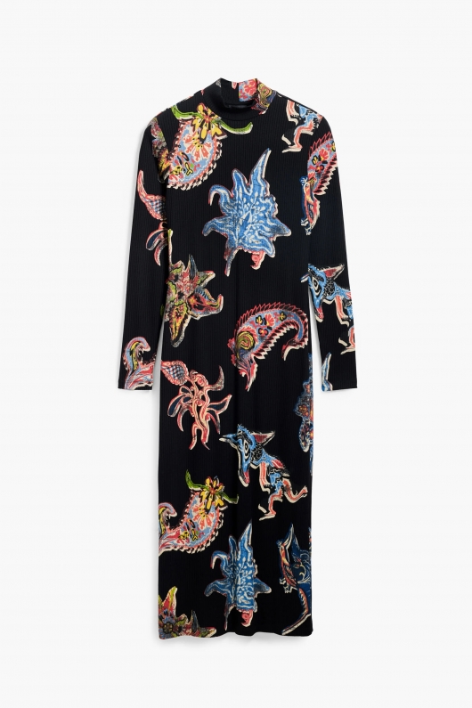 Rochie midi albastră tricot mulată