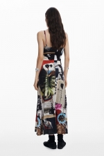 Rochie elegantă midi cu imprimeu floral multicolor