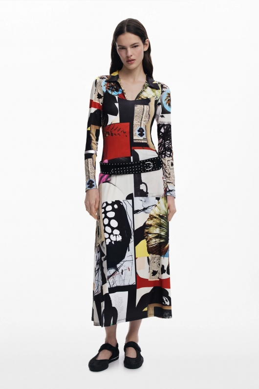 Rochie elegantă midi cu imprimeu floral multicolor