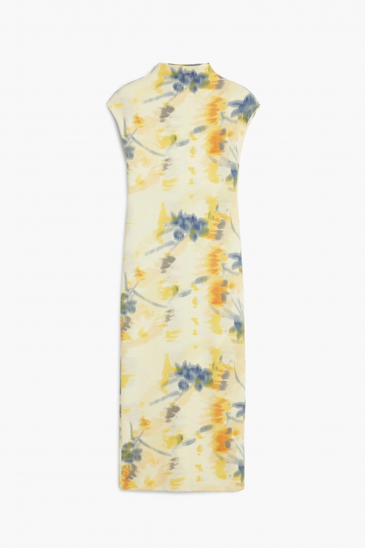 Rochie midi tie-dye fără mâneci pe corp