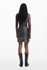 Rochie midi din tull, animal print