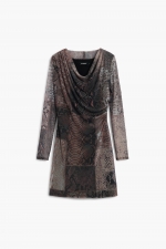 Rochie midi din tull, animal print