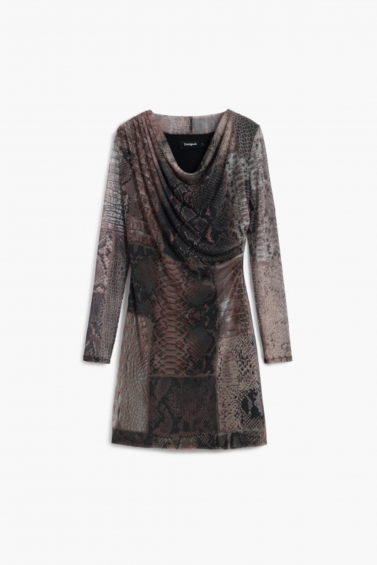Rochie midi din tull, animal print