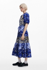 Rochie elegantă midi cu imprimeu floral multicolor