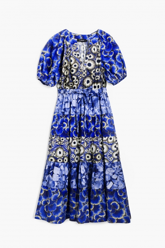 Rochie elegantă midi cu imprimeu floral multicolor