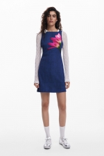 Rochie mini albastră tip cămașă efect denim