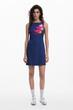 Rochie mini albastră tip cămașă efect denim