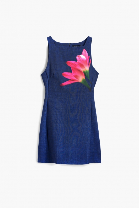 Rochie mini albastră tip cămașă efect denim