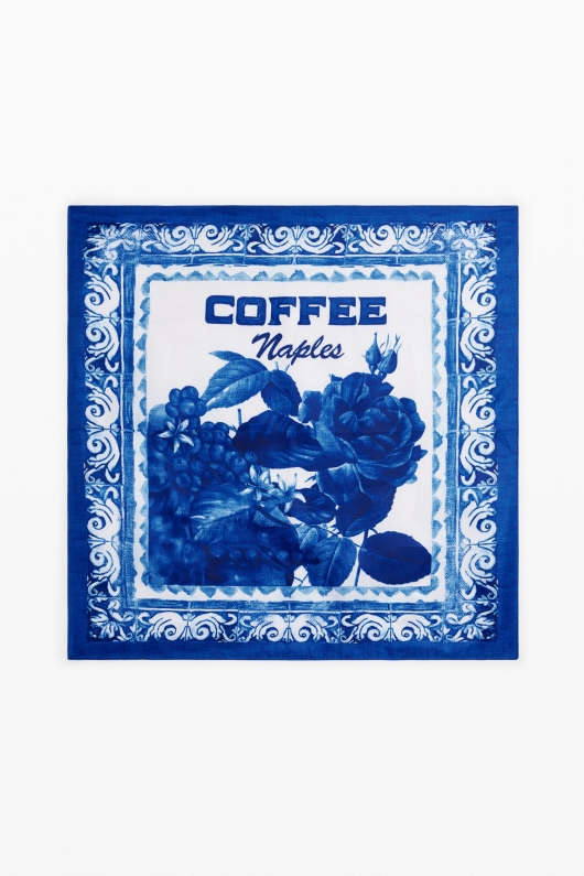 Eșarfă pătrată multicoloră cu print vintage