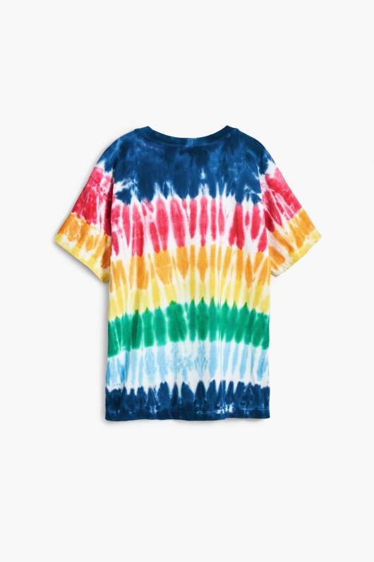 Tricou multicolor tie-dye cu mâneci scurte