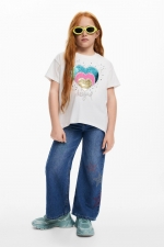 Tricou alb cu inimă din paiete strălucitoare