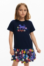 Rochie bleumarin scurtă cu imprimeu floral