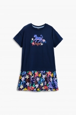 Rochie bleumarin scurtă cu imprimeu floral