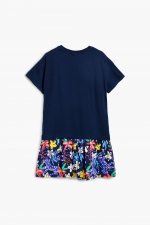 Rochie bleumarin scurtă cu imprimeu floral