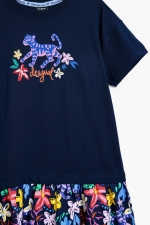 Rochie bleumarin scurtă cu imprimeu floral