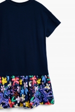 Rochie bleumarin scurtă cu imprimeu floral