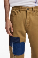 Pantaloni bej casual cu talie înaltă