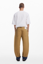Pantaloni bej casual cu talie înaltă